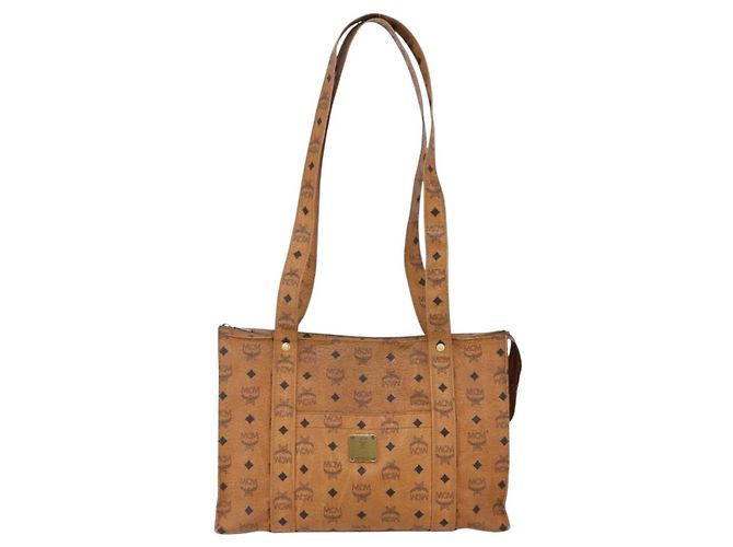 Borsa tote MCM Logogram Vicetos in pelle PVC marrone e oro Auth 150113 D'oro - vista 13