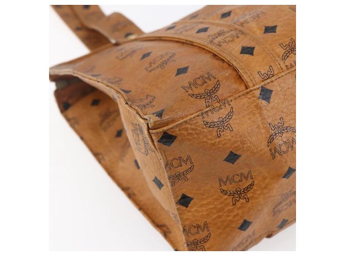 Borsa tote MCM Logogram Vicetos in pelle PVC marrone e oro Auth 150113 D'oro - vista 14
