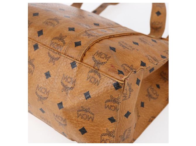 Borsa tote MCM Logogram Vicetos in pelle PVC marrone e oro Auth 150113 D'oro - vista 15
