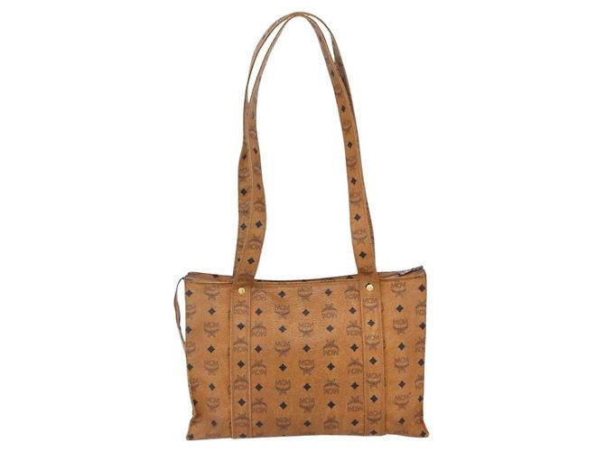 Borsa tote MCM Logogram Vicetos in pelle PVC marrone e oro Auth 150113 D'oro - vista 2