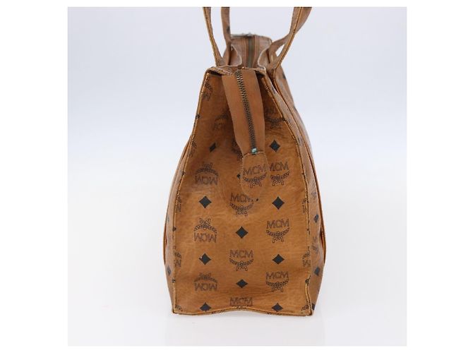 Borsa tote MCM Logogram Vicetos in pelle PVC marrone e oro Auth 150113 D'oro - vista 4