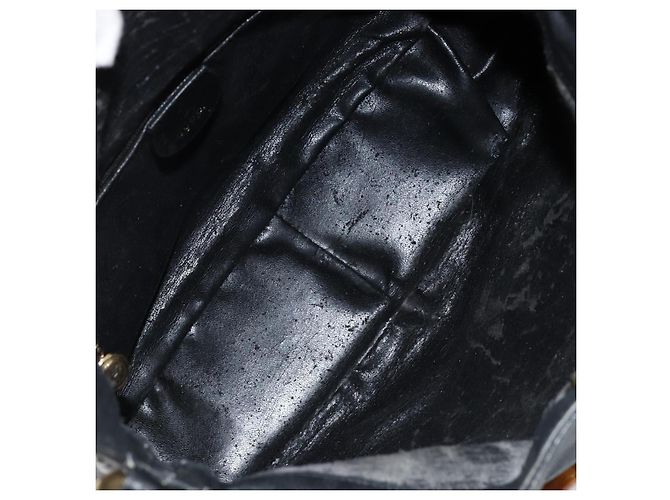 Borsa a Mano in Pelle Gucci Bamboo Nera Oro 001 0166 1638 Auth 152010 Nero D'oro - vista 10