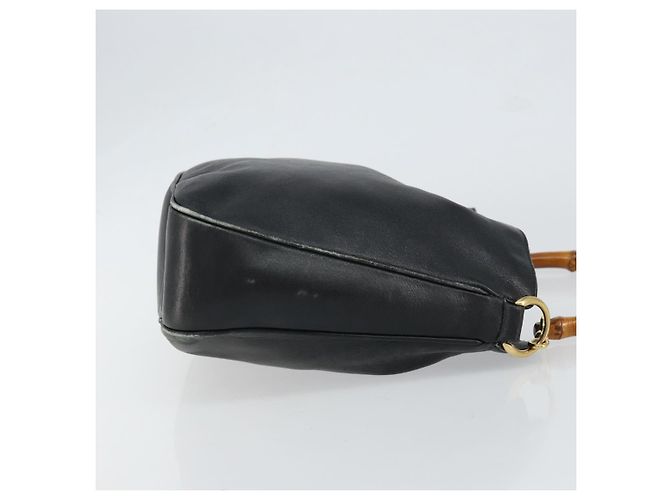 Borsa a Mano in Pelle Gucci Bamboo Nera Oro 001 0166 1638 Auth 152010 Nero D'oro - vista 3