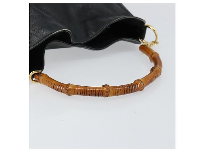 Borsa a Mano in Pelle Gucci Bamboo Nera Oro 001 0166 1638 Auth 152010 Nero D'oro - vista 7