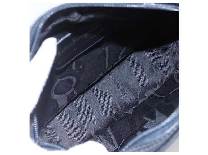 Borsa a Spalla Vala in Camoscio Blu Navy e Oro Auth BA7534 di Salvatore Ferragamo D'oro - vista 11