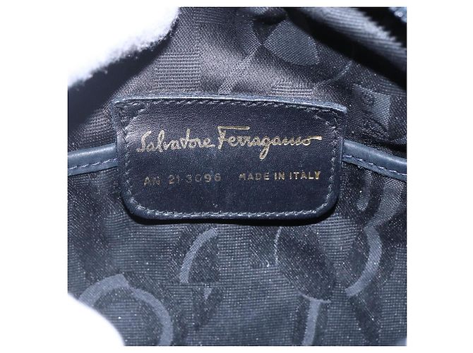 Borsa a Spalla Vala in Camoscio Blu Navy e Oro Auth BA7534 di Salvatore Ferragamo D'oro - vista 12