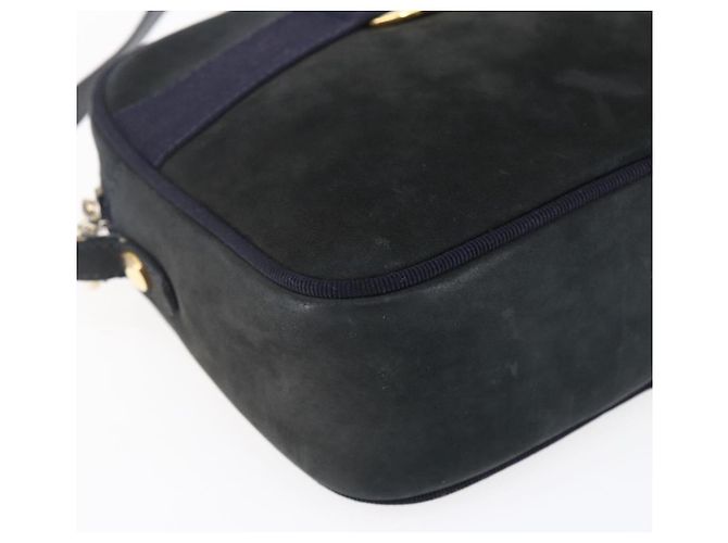 Borsa a Spalla Vala in Camoscio Blu Navy e Oro Auth BA7534 di Salvatore Ferragamo D'oro - vista 14