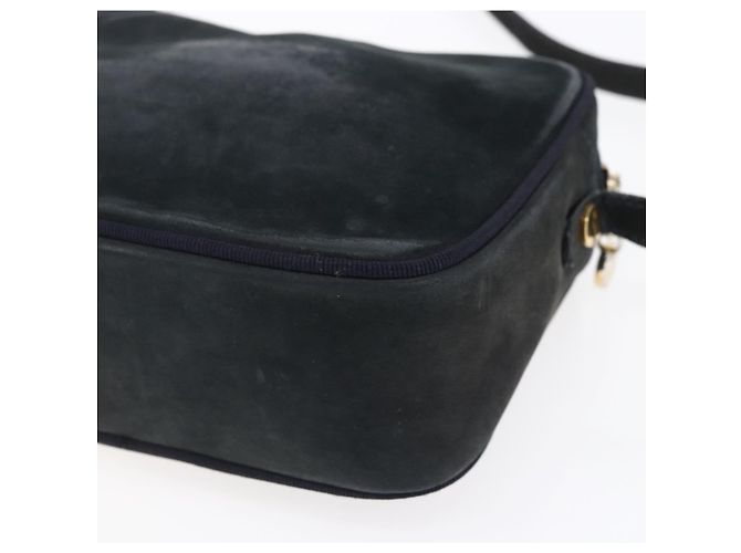 Borsa a Spalla Vala in Camoscio Blu Navy e Oro Auth BA7534 di Salvatore Ferragamo D'oro - vista 15