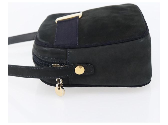 Borsa a Spalla Vala in Camoscio Blu Navy e Oro Auth BA7534 di Salvatore Ferragamo D'oro - vista 3