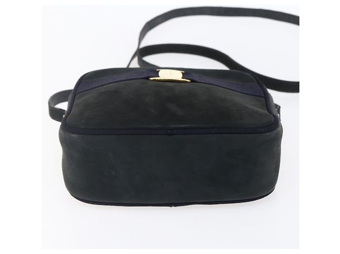 Borsa a Spalla Vala in Camoscio Blu Navy e Oro Auth BA7534 di Salvatore Ferragamo D'oro - vista 5