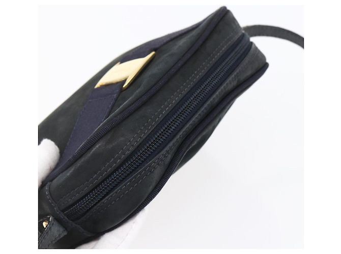 Borsa a Spalla Vala in Camoscio Blu Navy e Oro Auth BA7534 di Salvatore Ferragamo D'oro - vista 6