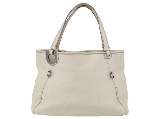 Borsa tote in pelle bianca e argento Salvatore Ferragamo Auth bs30640 Bianco - vista 13