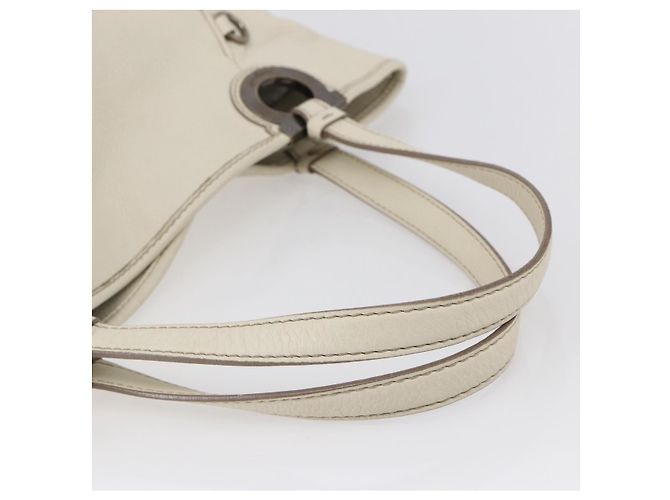 Borsa tote in pelle bianca e argento Salvatore Ferragamo Auth bs30640 Bianco - vista 7