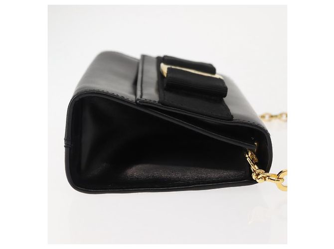 Borsa a Spalla Chain Vala in Pelle Nera e Oro Auth 147890 di Salvatore Ferragamo Nero D'oro - vista 3
