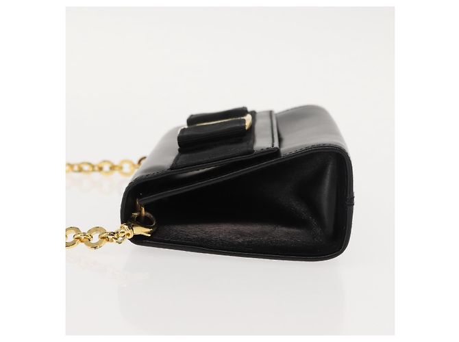 Borsa a Spalla Chain Vala in Pelle Nera e Oro Auth 147890 di Salvatore Ferragamo Nero D'oro - vista 4