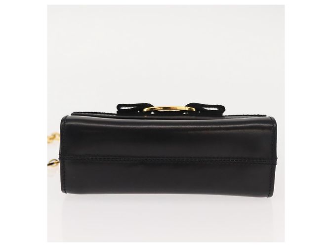 Borsa a Spalla Chain Vala in Pelle Nera e Oro Auth 147890 di Salvatore Ferragamo Nero D'oro - vista 5