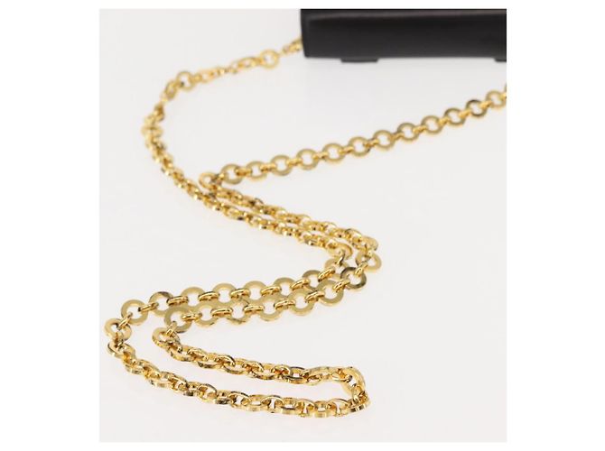 Borsa a Spalla Chain Vala in Pelle Nera e Oro Auth 147890 di Salvatore Ferragamo Nero D'oro - vista 7