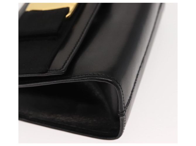 Borsa a Spalla Chain Vala in Pelle Nera e Oro Auth 147890 di Salvatore Ferragamo Nero D'oro - vista 8