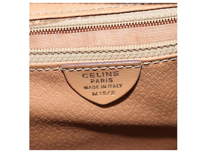 Céline Sac fourre-tout en toile Macadam CELINE en cuir PVC marron doré Auth ki6127 - vue 12