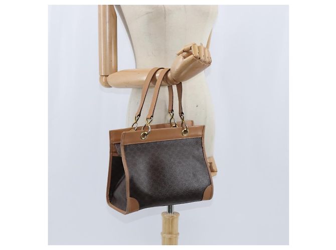 Céline Sac fourre-tout en toile Macadam CELINE en cuir PVC marron doré Auth ki6127 - vue 19