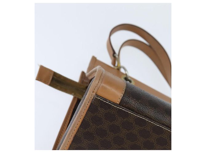 Céline Sac fourre-tout en toile Macadam CELINE en cuir PVC marron doré Auth ki6127 - vue 9