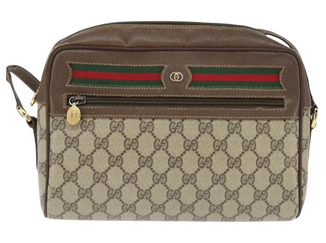 Borsa Sherry Line GG Supreme Web di GUCCI in PVC beige e oro 001 113 6472 Auth 150723 D'oro - vista 13