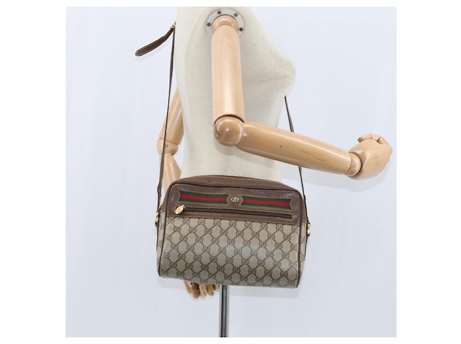 Borsa Sherry Line GG Supreme Web di GUCCI in PVC beige e oro 001 113 6472 Auth 150723 D'oro - vista 23