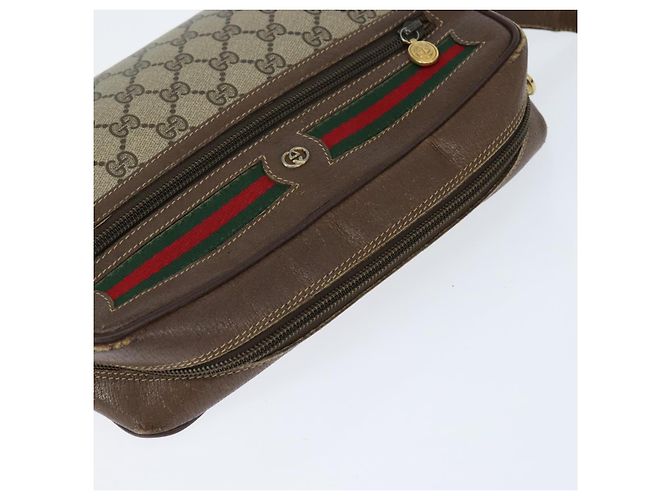 Borsa Sherry Line GG Supreme Web di GUCCI in PVC beige e oro 001 113 6472 Auth 150723 D'oro - vista 6