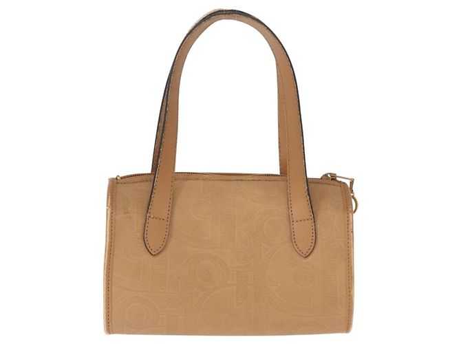 Borsa a mano Christian Dior in pelle beige dorato Auth BA7513 D'oro - vista 2