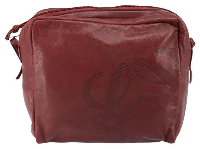 LOEWE Borsa a Spalla Anagram Pelle Bordeaux Auth 148431 Bordò - vista 13