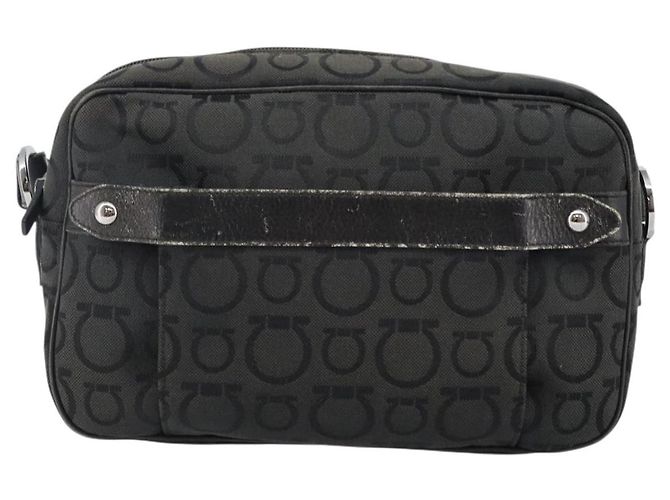 Borsa a Spalla Gancini in Tela Nera e Argento di Salvatore Ferragamo Auth 143219 Nero - vista 13