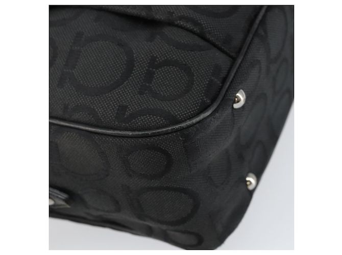 Borsa a Spalla Gancini in Tela Nera e Argento di Salvatore Ferragamo Auth 143219 Nero - vista 14