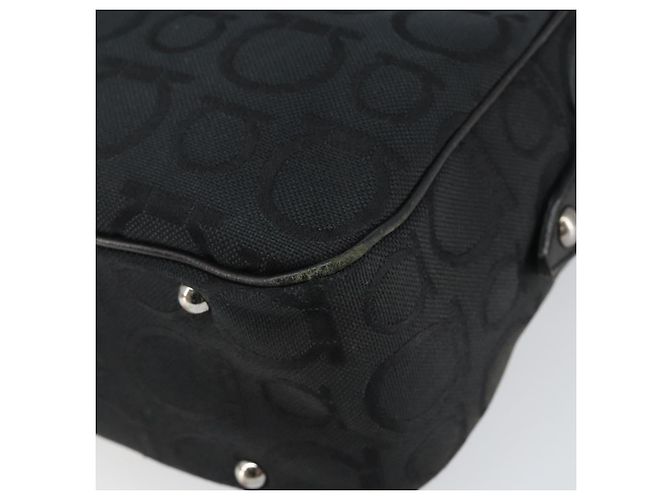Borsa a Spalla Gancini in Tela Nera e Argento di Salvatore Ferragamo Auth 143219 Nero - vista 15