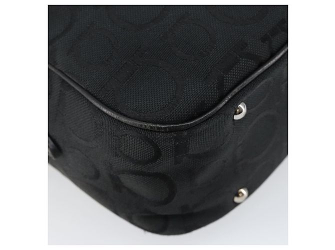 Borsa a Spalla Gancini in Tela Nera e Argento di Salvatore Ferragamo Auth 143219 Nero - vista 16
