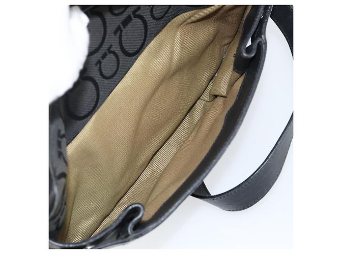 Borsa a Spalla Gancini in Tela Nera e Argento di Salvatore Ferragamo Auth 143219 Nero - vista 20