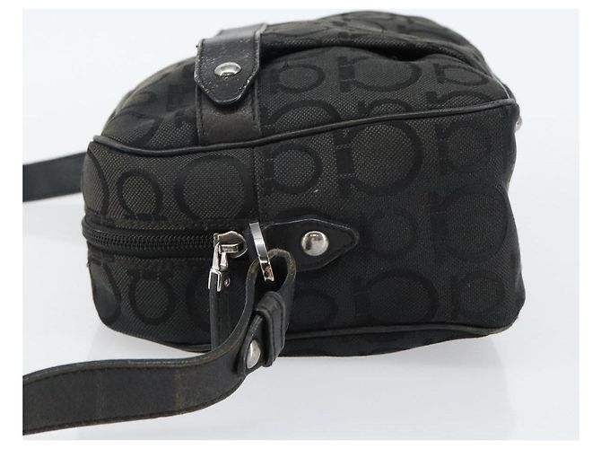 Borsa a Spalla Gancini in Tela Nera e Argento di Salvatore Ferragamo Auth 143219 Nero - vista 4
