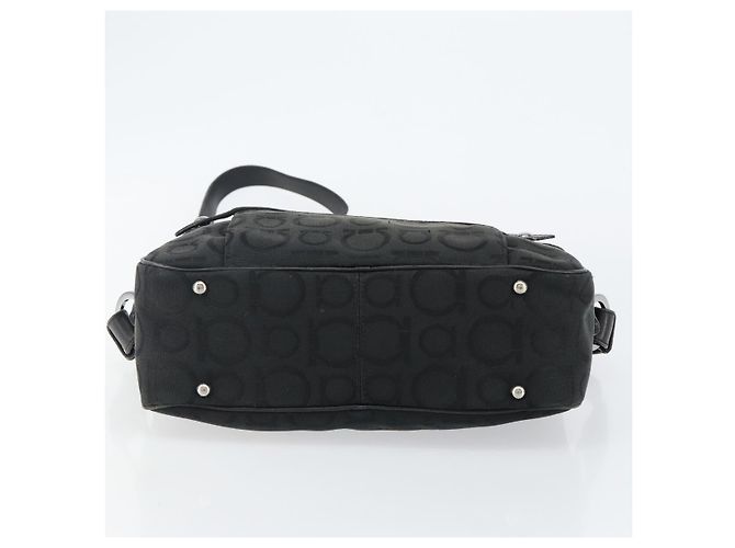 Borsa a Spalla Gancini in Tela Nera e Argento di Salvatore Ferragamo Auth 143219 Nero - vista 5