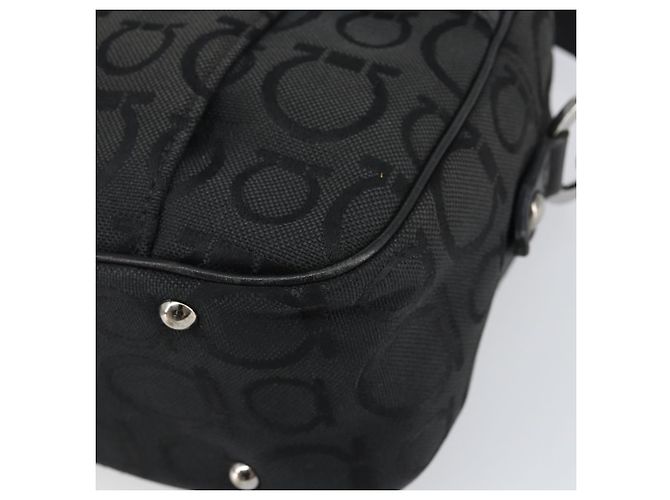 Borsa a Spalla Gancini in Tela Nera e Argento di Salvatore Ferragamo Auth 143219 Nero - vista 9