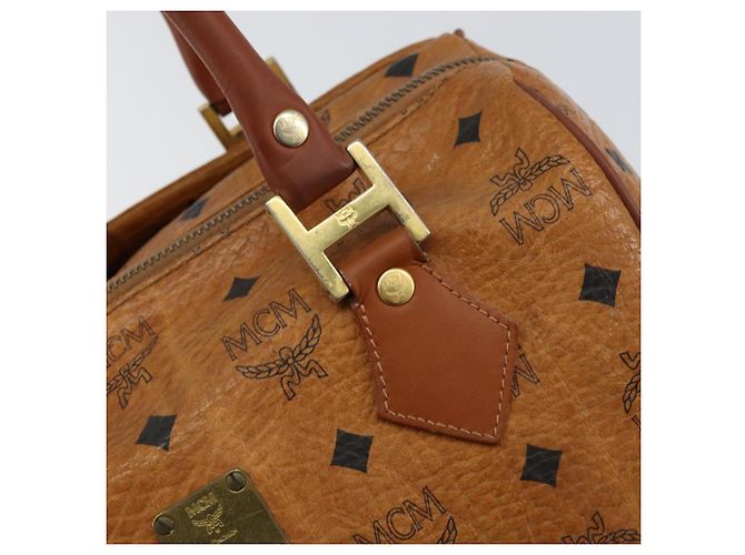 Borsa MCM Logogram Vicetos in pelle PVC marrone e oro Auth gh1240 D'oro - vista 14
