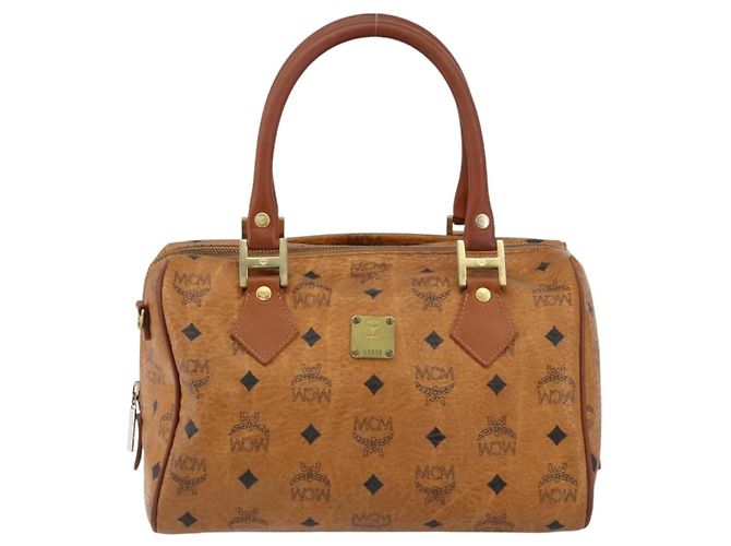 Borsa MCM Logogram Vicetos in pelle PVC marrone e oro Auth gh1240 D'oro - vista 2