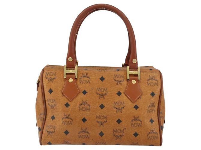 Borsa MCM Logogram Vicetos in pelle PVC marrone e oro Auth gh1240 D'oro - vista 3