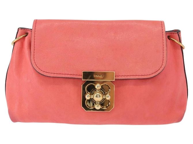 Chloé Borsa a Spalla Chloe Elsie in Pelle Rosa Oro Auth BA8492 D'oro - vista 2