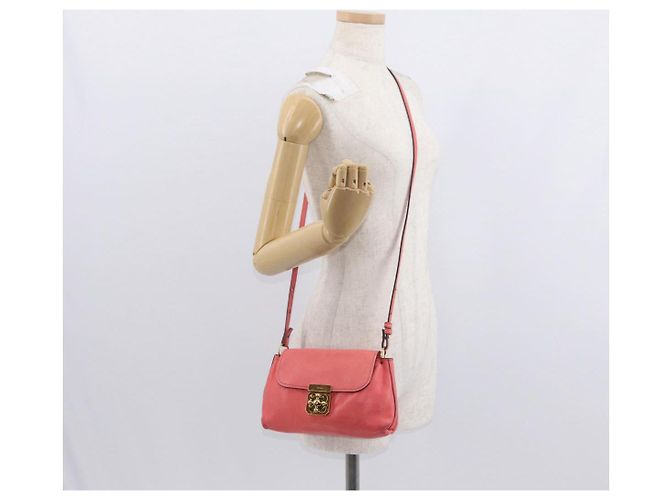 Chloé Borsa a Spalla Chloe Elsie in Pelle Rosa Oro Auth BA8492 D'oro - vista 22