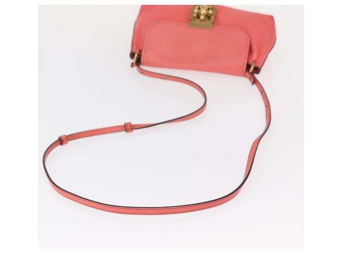 Chloé Borsa a Spalla Chloe Elsie in Pelle Rosa Oro Auth BA8492 D'oro - vista 7