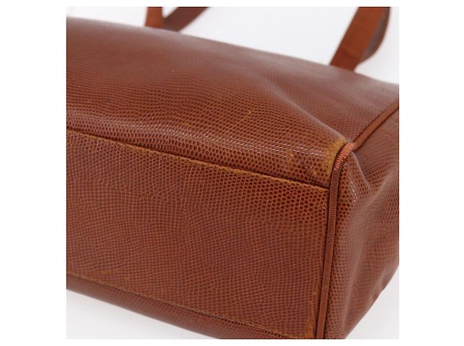 Borsa Tote Vala in pelle embossata Salvatore Ferragamo marrone oro Auth gh1259 - vista 10
