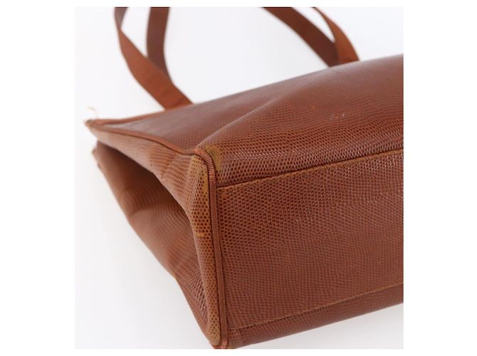 Borsa Tote Vala in pelle embossata Salvatore Ferragamo marrone oro Auth gh1259 - vista 11