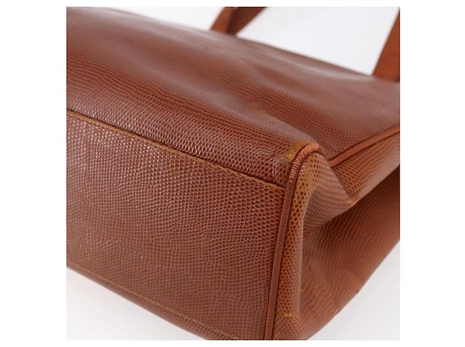 Borsa Tote Vala in pelle embossata Salvatore Ferragamo marrone oro Auth gh1259 - vista 12