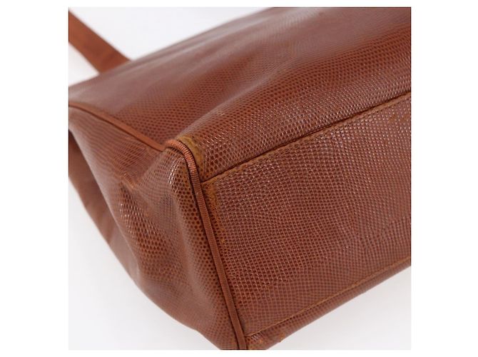 Borsa Tote Vala in pelle embossata Salvatore Ferragamo marrone oro Auth gh1259 - vista 13