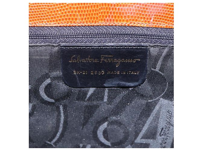 Borsa Tote Vala in pelle embossata Salvatore Ferragamo marrone oro Auth gh1259 - vista 15