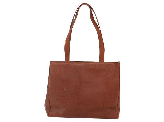 Borsa Tote Vala in pelle embossata Salvatore Ferragamo marrone oro Auth gh1259 - vista 3